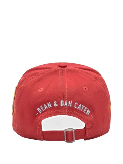 Dsquared2 Logo-print Distressed Baseball Cap In Red