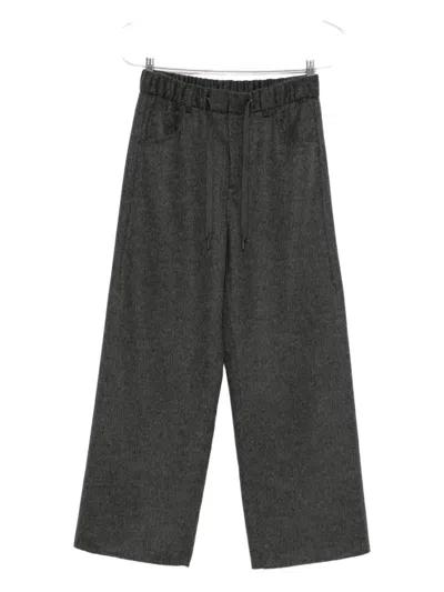 Brunello Cucinelli Women Wool Drawstring Trousers In Gray