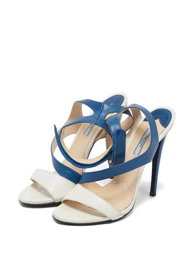 Pre-owned Prada 130mm Leather Sandals In Blue