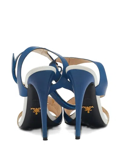 Pre-owned Prada 130mm Leather Sandals In Blue