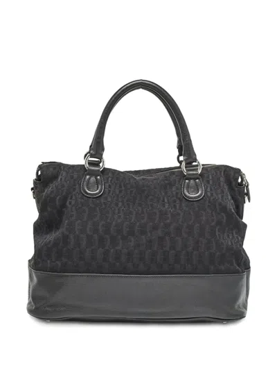 Pre-owned Aigner Vintage  Monogram Tote Bag In Black