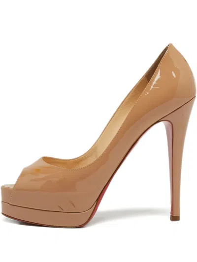 Pre-owned Christian Louboutin Patent Leather Peep-toe Pumps