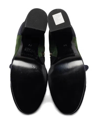 Pre-owned Zadig & Voltaire Patchwork Block-heel Boots In Green