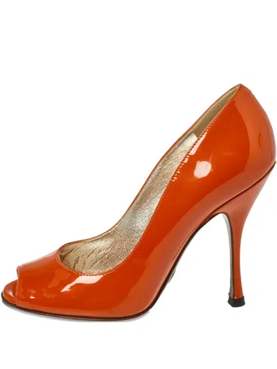 Pre-owned Dolce & Gabbana Patent Leather Peep-toe Pumps