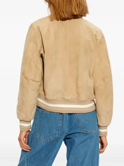 Givenchy Suede Varsity Jacket In Neutral