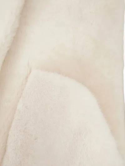 Blancha Faux Fur Coat With Hood And Pockets In White