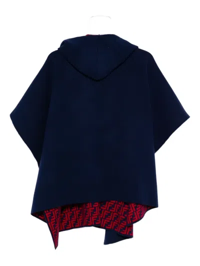 Fendi Ff-pattern Hooded Cape In Black