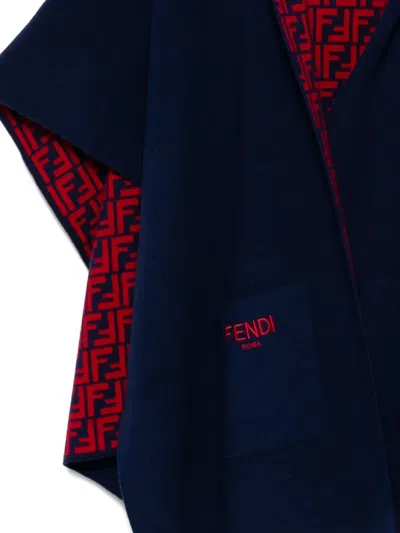 Fendi Ff-pattern Hooded Cape In Black