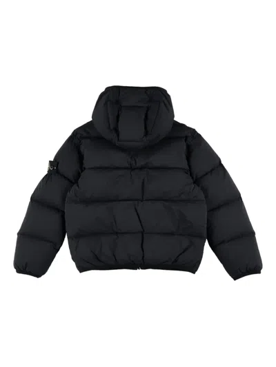 Stone Island Hooded Cotton Jacket In Black