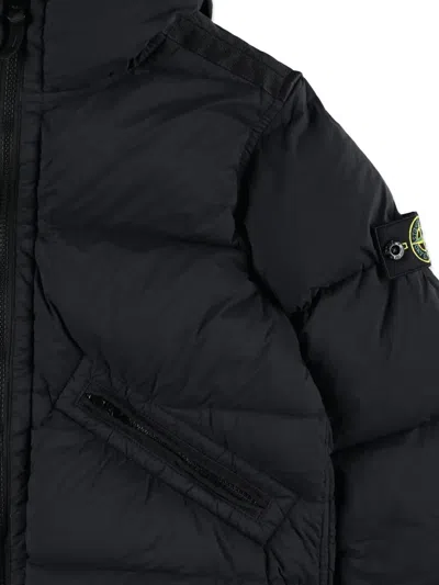 Stone Island Hooded Cotton Jacket In Black