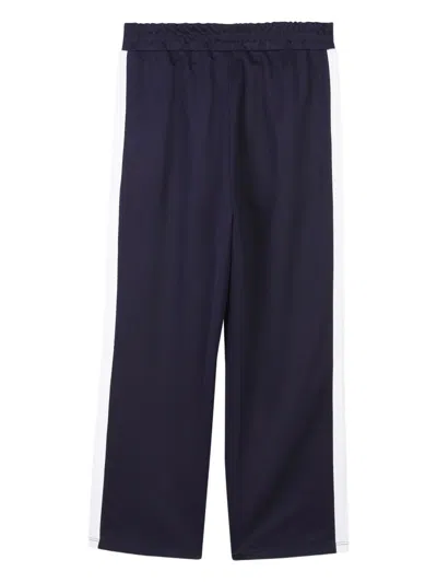 Kenzo Tiger-embroidery Side-stripe Trousers In Blue