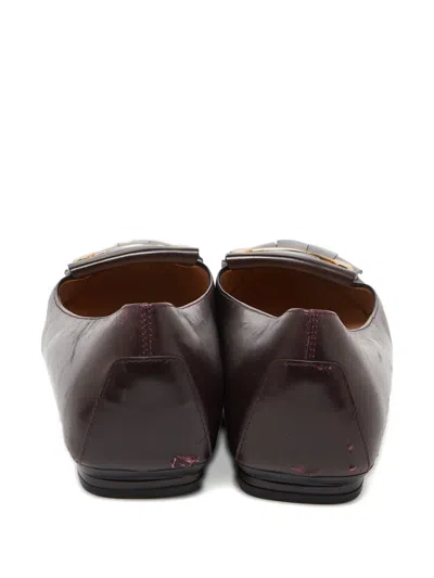 Pre-owned Tod's Vintage  Leather Fringed Ballet Flats