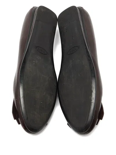 Pre-owned Tod's Vintage  Leather Fringed Ballet Flats