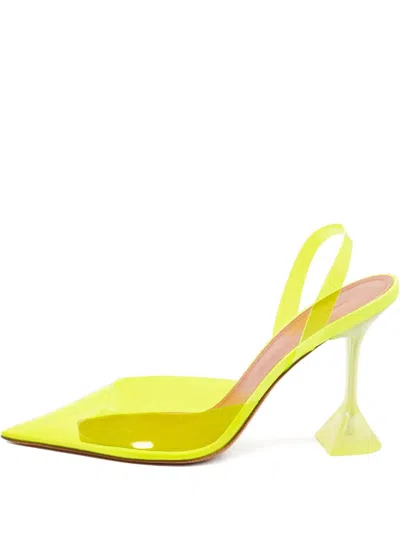 Pre-owned Amina Muaddi  105mm Holli Glass Pumps In Yellow
