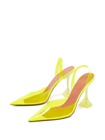 Pre-owned Amina Muaddi  105mm Holli Glass Pumps In Yellow