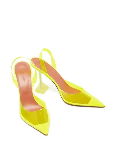Pre-owned Amina Muaddi  105mm Holli Glass Pumps In Yellow