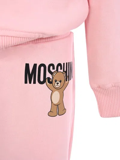 Moschino Teddy-print Hooded Tracksuit In Pink