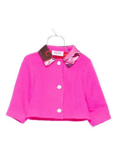 Pucci Junior Contrast-collar Jacket In Pink