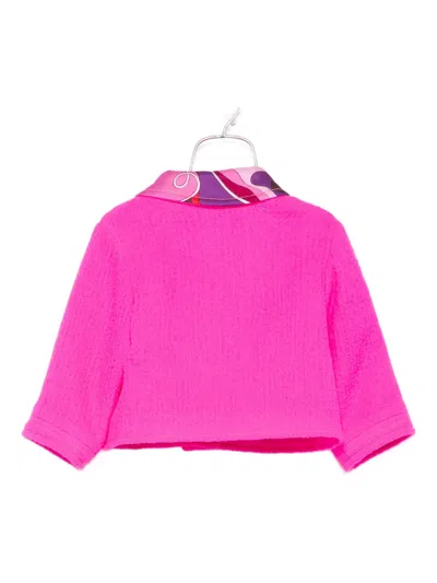 Pucci Junior Contrast-collar Jacket In Pink