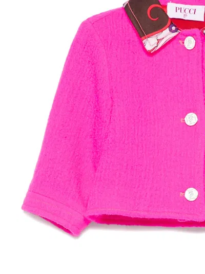Pucci Junior Contrast-collar Jacket In Pink
