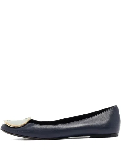 Pre-owned Roger Vivier Vintage  Leather Ballet Flats In Blue
