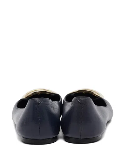 Pre-owned Roger Vivier Vintage  Leather Ballet Flats In Blue