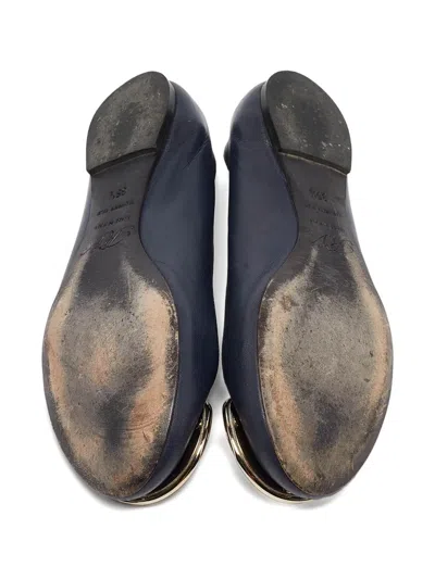 Pre-owned Roger Vivier Vintage  Leather Ballet Flats In Blue