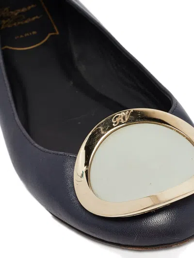 Pre-owned Roger Vivier Vintage  Leather Ballet Flats In Blue