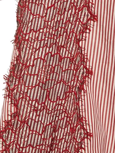 Pre-owned Sandro  Striped Lace-detail Top In Red