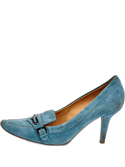 Pre-owned Tod's Vintage 90mm  Metal Accent Suede Pumps