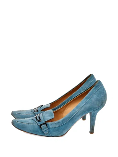 Pre-owned Tod's Vintage 90mm  Metal Accent Suede Pumps