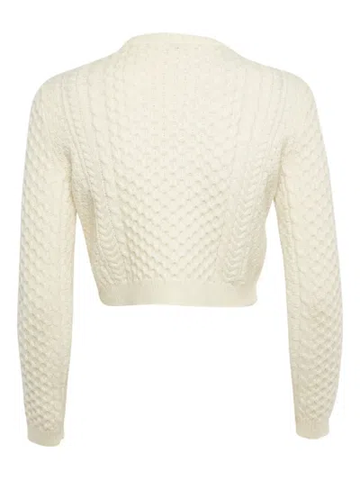 Pre-owned Miu Miu 2023 Cable Knit Crystal Embellishment Sweater