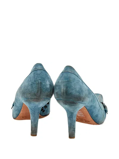 Pre-owned Tod's Vintage 90mm  Metal Accent Suede Pumps