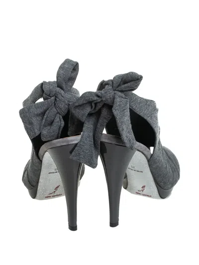 Pre-owned René Caovilla  115mm Ruched Crystal-embellished Sandals In Gray