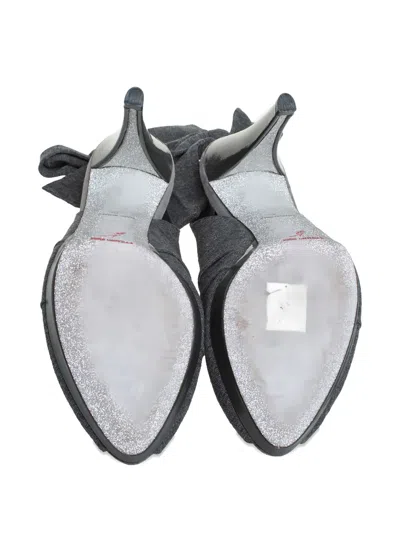 Pre-owned René Caovilla  115mm Ruched Crystal-embellished Sandals In Gray