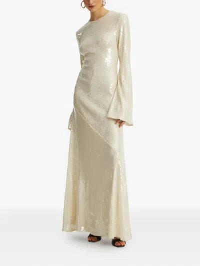 Rotate Birger Christensen Sequin-embellished Maxi Dress - Women's - Elastane/polyester/recycled Polyester In White