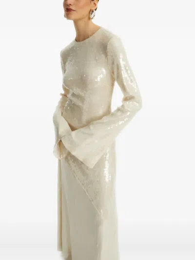 Rotate Birger Christensen Sequin-embellished Maxi Dress - Women's - Elastane/polyester/recycled Polyester In White
