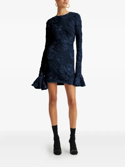 Rotate Birger Christensen Rotate Tulle Dress With All-over Rose Details In Black