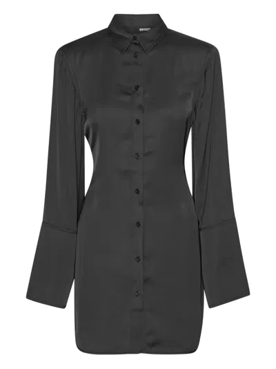 Rotate Birger Christensen Tie-waist Mini Shirt Dress In Black
