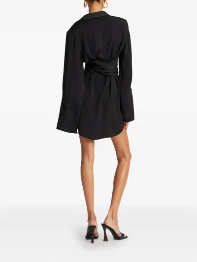 Rotate Birger Christensen Tie-waist Mini Shirt Dress In Black