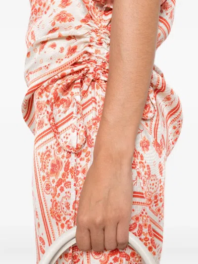 Fendi Patterned-jacquard Drawstring Midi Dress In Multi