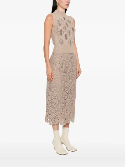 Ermanno Scervino Sleeveless High Neck Knit Top In Neutral