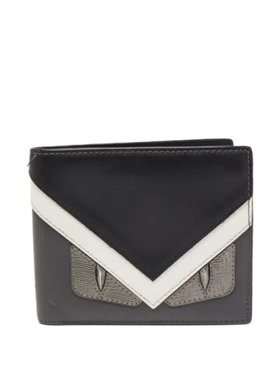 Pre-owned Fendi Bugs Eyes Bi-fold Wallet In Black