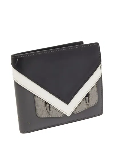 Pre-owned Fendi Bugs Eyes Bi-fold Wallet In Black