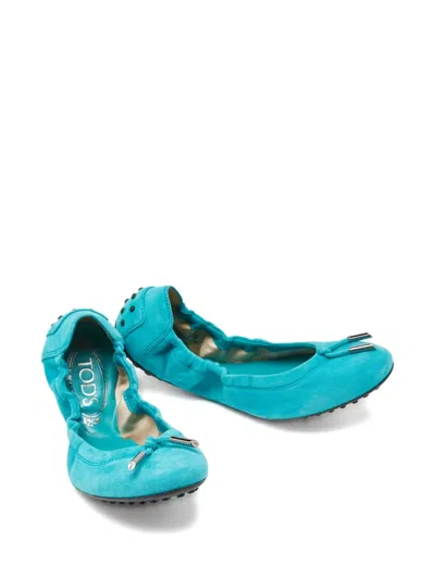 Pre-owned Tod's Vintage  Suede Bow-detail Ballet Flats