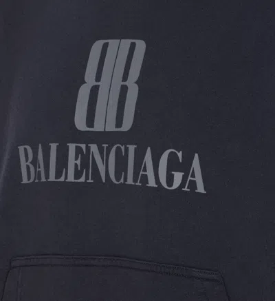 Balenciaga Black Hoodie With Fixed Hood And Logo Lettering On The Front In Cotton Man In Black