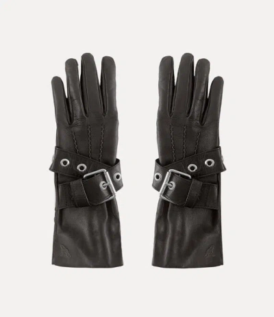 Vivienne Westwood Belt Buckle Gloves Nappa Leather Black L Women