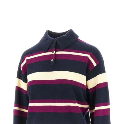 Guest In Residence Collegiate Stripe Polo Midnight Combo In Blue
