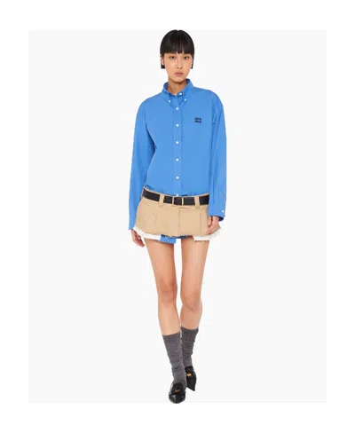 Miu Miu Oversized Poplin Shirt In Blue