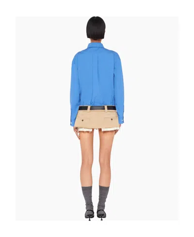 Miu Miu Oversized Poplin Shirt In Blue